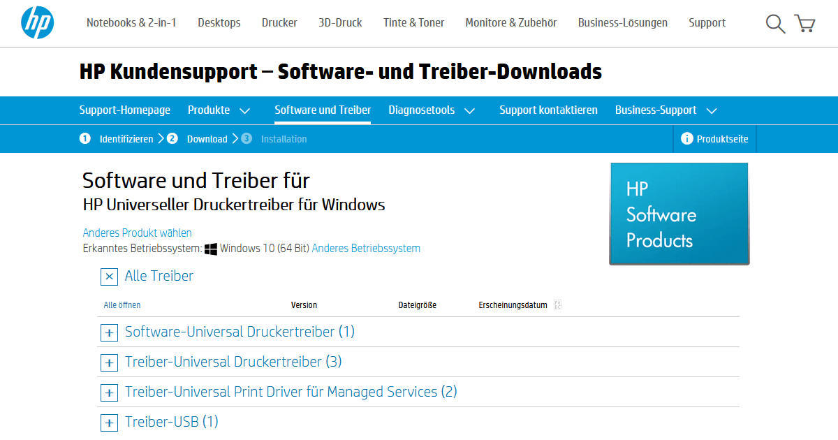 HP bietet für Windows 10 universelle Druckertreiber an