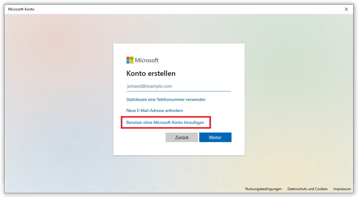 Account einrichten und bei Windows 10 Benutzer anlegen