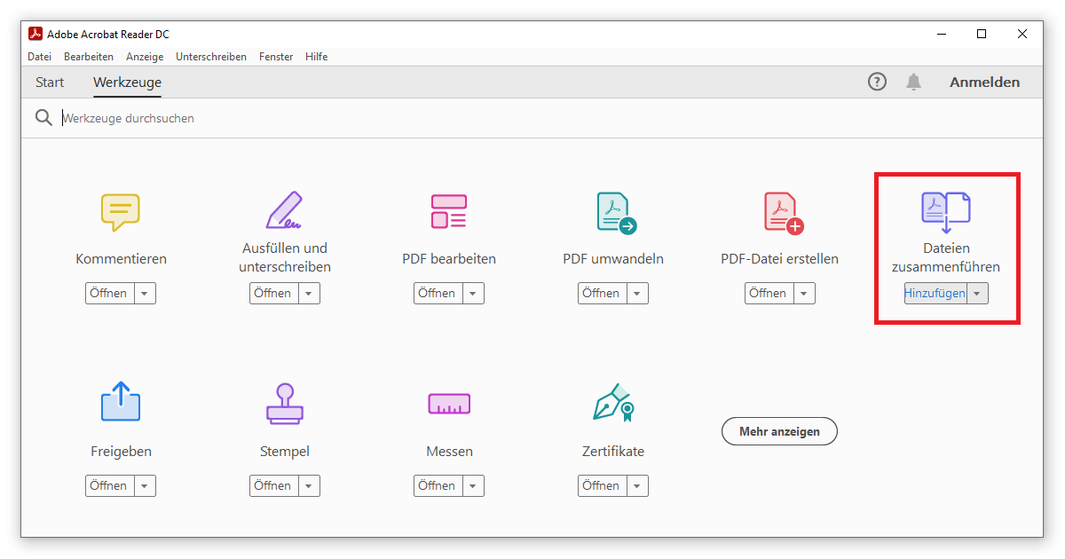 Eine Übersicht der Werkzeuge des Adobe Acrobat Readers