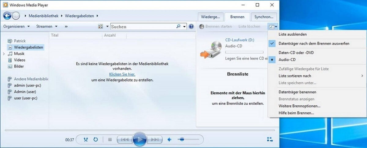 So brennst du eine Audio-CD unter Windows 10