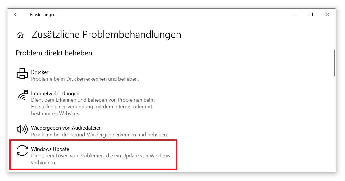 Der Windows Update Troubleshooter hilft bei Fehler 0x80070643